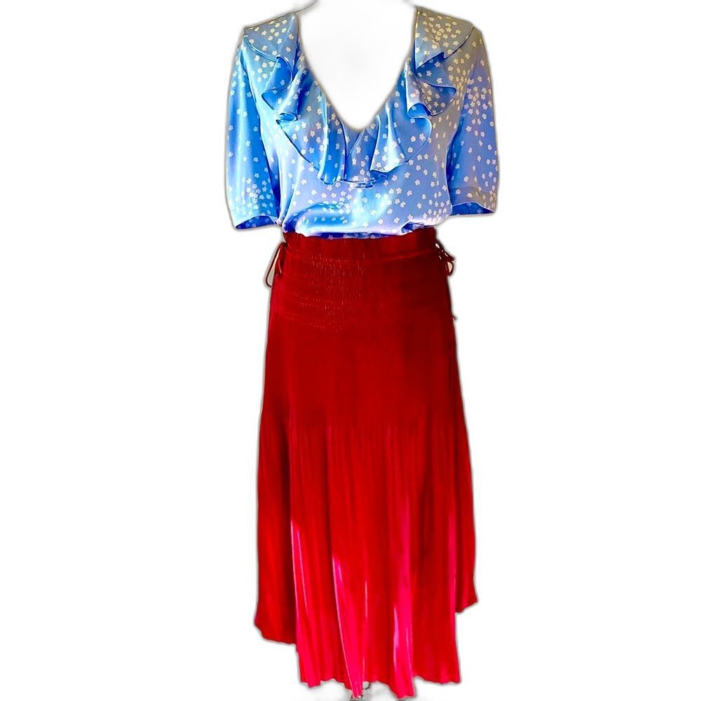 Rachel Zoe New York Pleated Satin Skirt Sz XL